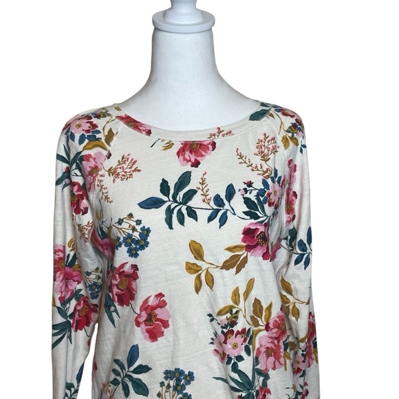 Loft Women's Floral Sweatshirt Small 100% Cotton Flower Garden Cottagecore - Picture 3 of 10